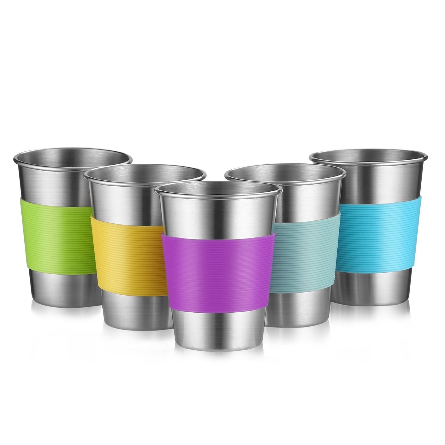 Qrooper Stainless Steel Cups, 12 Oz Metal Drinking Glasses for Kids 