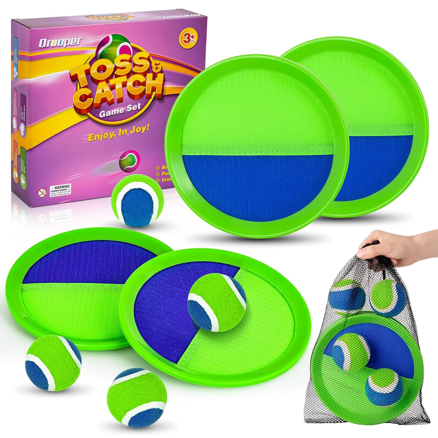Qrooper Sticky Toss and Catch Ball Game Set - Kids & Toddlers Outdoo